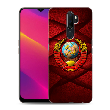 Силиконовый противоударный чехол на OPPO A5 (2020) с принтом Герб СССР Силиконовый противоударный чехол на OPPO A5 (2020) с принтом Герб СССР