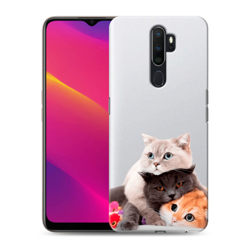 Силиконовый противоударный чехол на OPPO A5 (2020) с принтом Кошки Силиконовый противоударный чехол на OPPO A5 (2020) с принтом Кошки