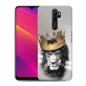 Силиконовый противоударный чехол на OPPO A5 (2020) с принтом Лев с короной Силиконовый противоударный чехол на OPPO A5 (2020) с принтом Лев с короной