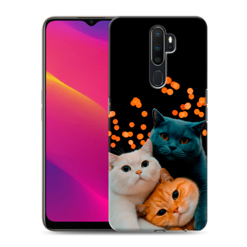 Силиконовый противоударный чехол на OPPO A5 (2020) с принтом Кошки Силиконовый противоударный чехол на OPPO A5 (2020) с принтом Кошки