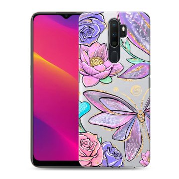 Силиконовый противоударный чехол на OPPO A5 (2020) с принтом Бабочки и цветы Силиконовый противоударный чехол на OPPO A5 (2020) с принтом Бабочки и цветы