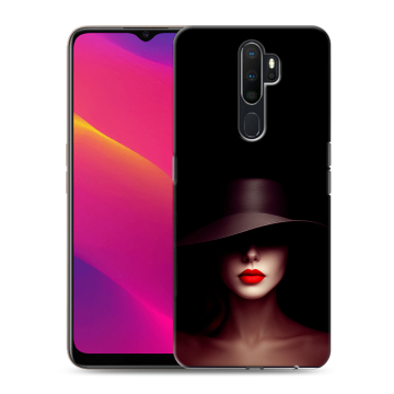 Силиконовый противоударный чехол на OPPO A5 (2020) с принтом Девушка в шляпе Силиконовый противоударный чехол на OPPO A5 (2020) с принтом Девушка в шляпе