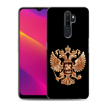 Силиконовый противоударный чехол на OPPO A5 (2020) с принтом Герб России золотой