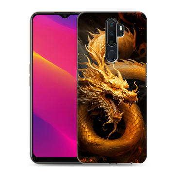 Силиконовый противоударный чехол на OPPO A5 (2020) с принтом Золотой дракон