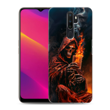 Силиконовый противоударный чехол на OPPO A5 (2020) с принтом Скелет и карты Силиконовый противоударный чехол на OPPO A5 (2020) с принтом Скелет и карты