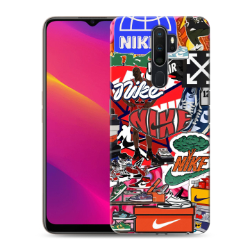 Силиконовый противоударный чехол на OPPO A5 (2020) с принтом Найк Nike яркий Силиконовый противоударный чехол на OPPO A5 (2020) с принтом Найк Nike яркий