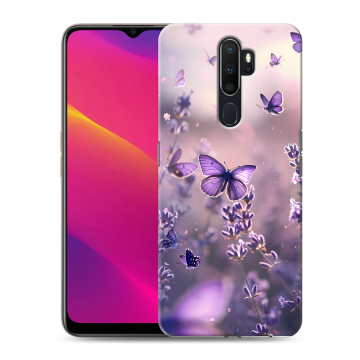 Силиконовый противоударный чехол на OPPO A5 (2020) с принтом бабочки и лаванда