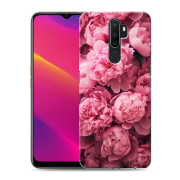 Силиконовый противоударный чехол на OPPO A5 (2020) с принтом цветы пионы Силиконовый противоударный чехол на OPPO A5 (2020) с принтом цветы пионы