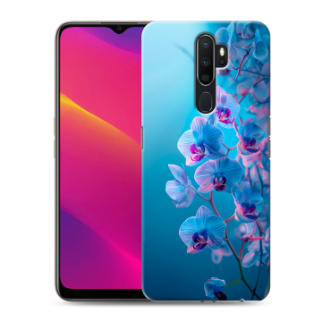 Силиконовый противоударный чехол на OPPO A5 (2020) с принтом голубые орхидеи