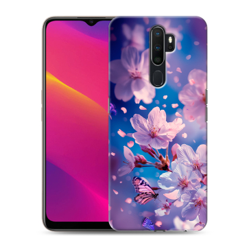 Силиконовый противоударный чехол на OPPO A5 (2020) с принтом цветы бабочки Силиконовый противоударный чехол на OPPO A5 (2020) с принтом цветы бабочки
