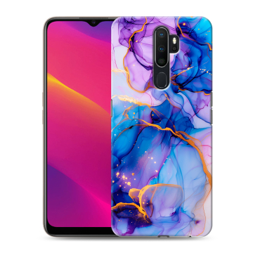 Силиконовый противоударный чехол на OPPO A5 (2020) с принтом синий мрамор