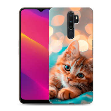 Силиконовый противоударный чехол на OPPO A5 (2020) с принтом котик