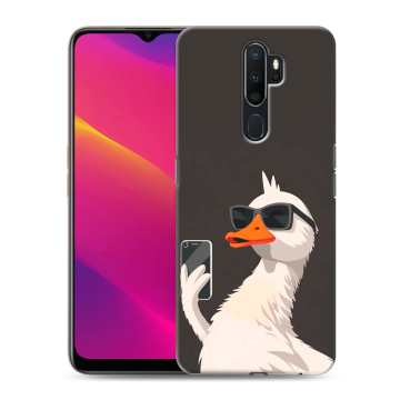 Силиконовый противоударный чехол на OPPO A5 (2020) с принтом утка в очках Силиконовый противоударный чехол на OPPO A5 (2020) с принтом утка в очках