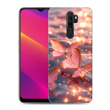 Силиконовый противоударный чехол на OPPO A5 (2020) с принтом бабочки розовые