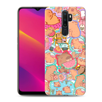 Силиконовый противоударный чехол на OPPO A5 (2020) с принтом капибары