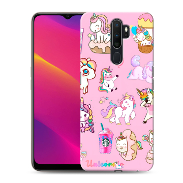 Силиконовый противоударный чехол на OPPO A5 (2020) с принтом розовые единороги Силиконовый противоударный чехол на OPPO A5 (2020) с принтом розовые единороги