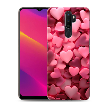 Силиконовый противоударный чехол на OPPO A5 (2020) с принтом розовые сердечки Силиконовый противоударный чехол на OPPO A5 (2020) с принтом розовые сердечки