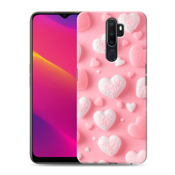 Силиконовый противоударный чехол на OPPO A5 (2020) с принтом Сердечки