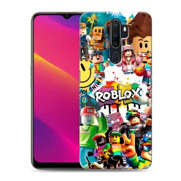 Силиконовый противоударный чехол на OPPO A5 (2020) с принтом Roblox Роблокс