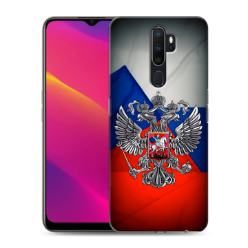Силиконовый противоударный чехол на OPPO A5 (2020) с принтом Флаг России