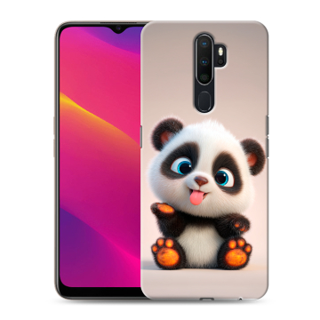 Силиконовый противоударный чехол на OPPO A5 (2020) с принтом милая панда Силиконовый противоударный чехол на OPPO A5 (2020) с принтом милая панда
