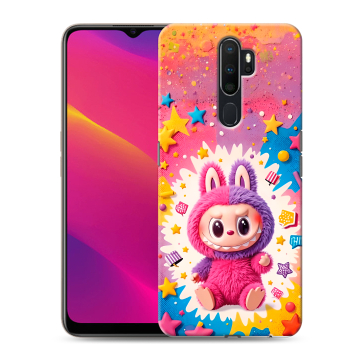 Силиконовый противоударный чехол на OPPO A5 (2020) с принтом Labubu Лабубу