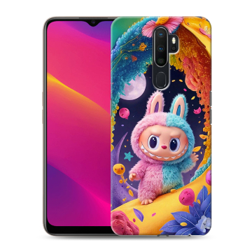 Силиконовый противоударный чехол на OPPO A5 (2020) с принтом Labubu Лабубу