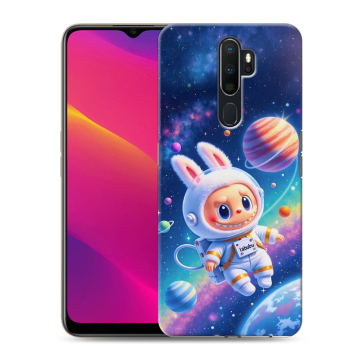 Силиконовый противоударный чехол на OPPO A5 (2020) с принтом Labubu Лабубу