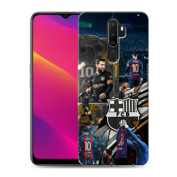 Силиконовый противоударный чехол на OPPO A5 (2020) с принтом Messi Barcelona