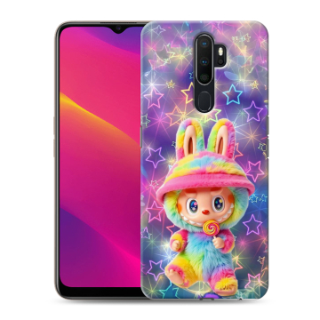 Силиконовый противоударный чехол на OPPO A5 (2020) с принтом Labubu Лабубу