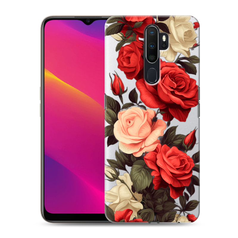 Силиконовый противоударный чехол на OPPO A5 (2020) с принтом Розы Силиконовый противоударный чехол на OPPO A5 (2020) с принтом Розы