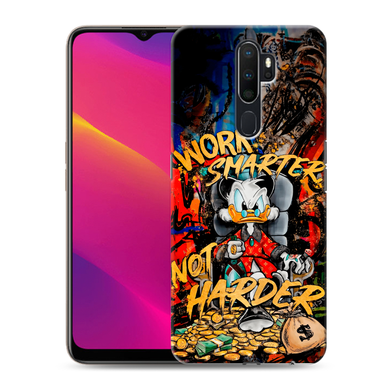 Силиконовый противоударный чехол на OPPO A5 (2020) с принтом Дональд Дак Деньги Силиконовый противоударный чехол на OPPO A5 (2020) с принтом Дональд Дак Деньги