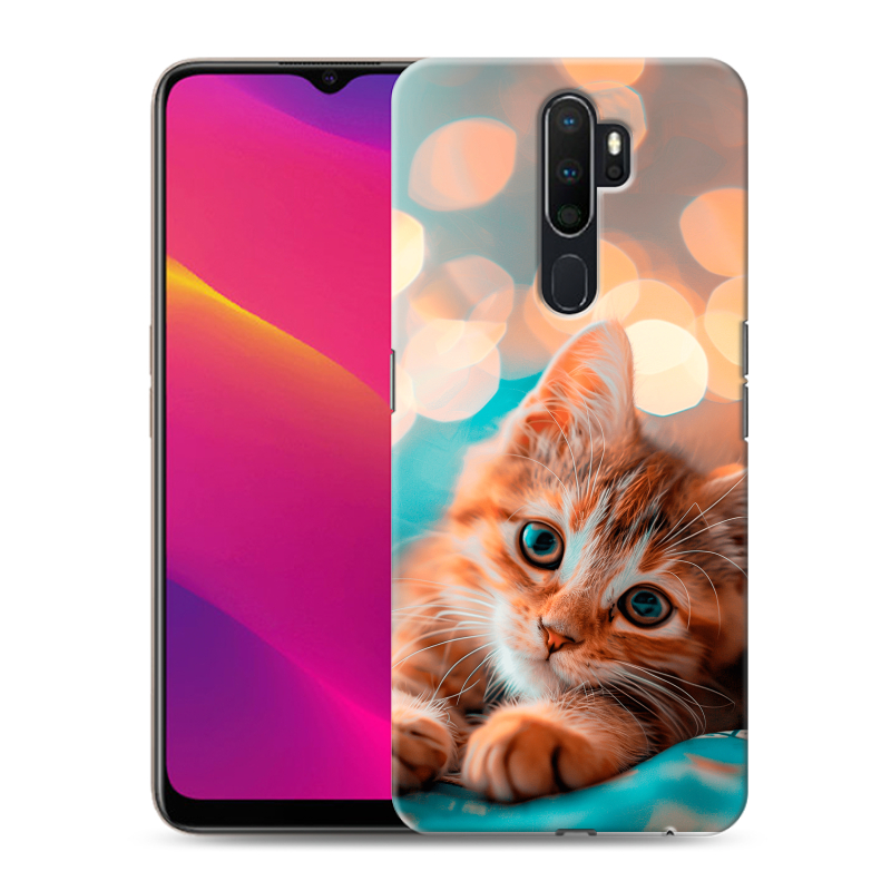 Силиконовый противоударный чехол на OPPO A5 (2020) с принтом котик Силиконовый противоударный чехол на OPPO A5 (2020) с принтом котик