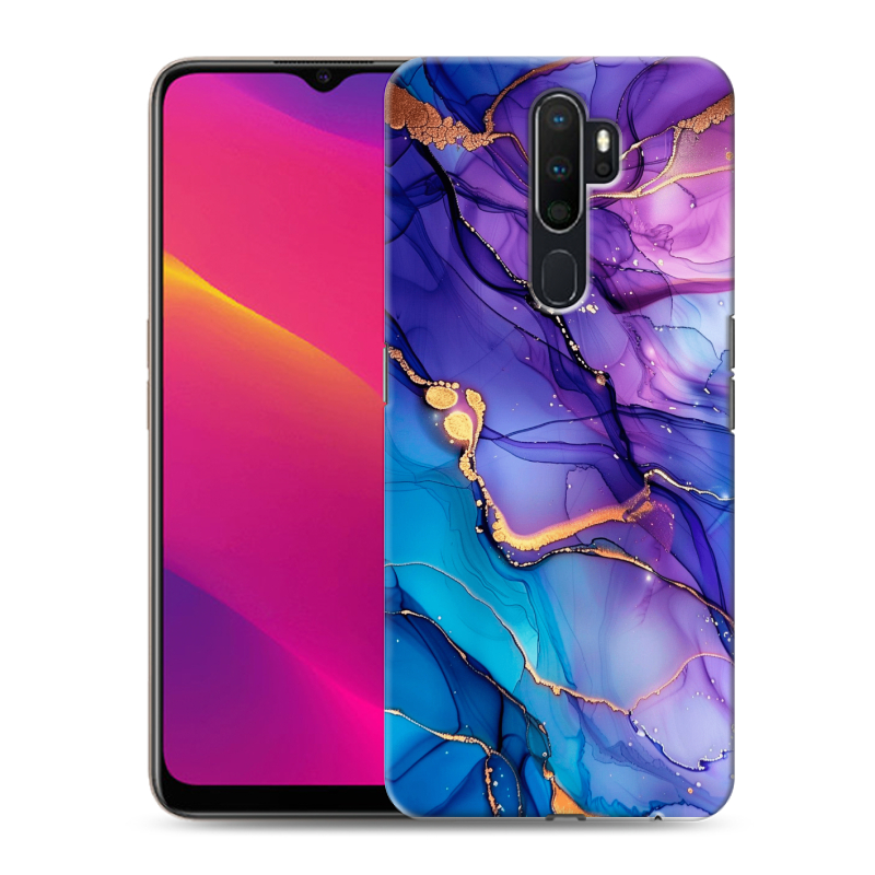 Силиконовый противоударный чехол на OPPO A5 (2020) с принтом синий мрамор Силиконовый противоударный чехол на OPPO A5 (2020) с принтом синий мрамор