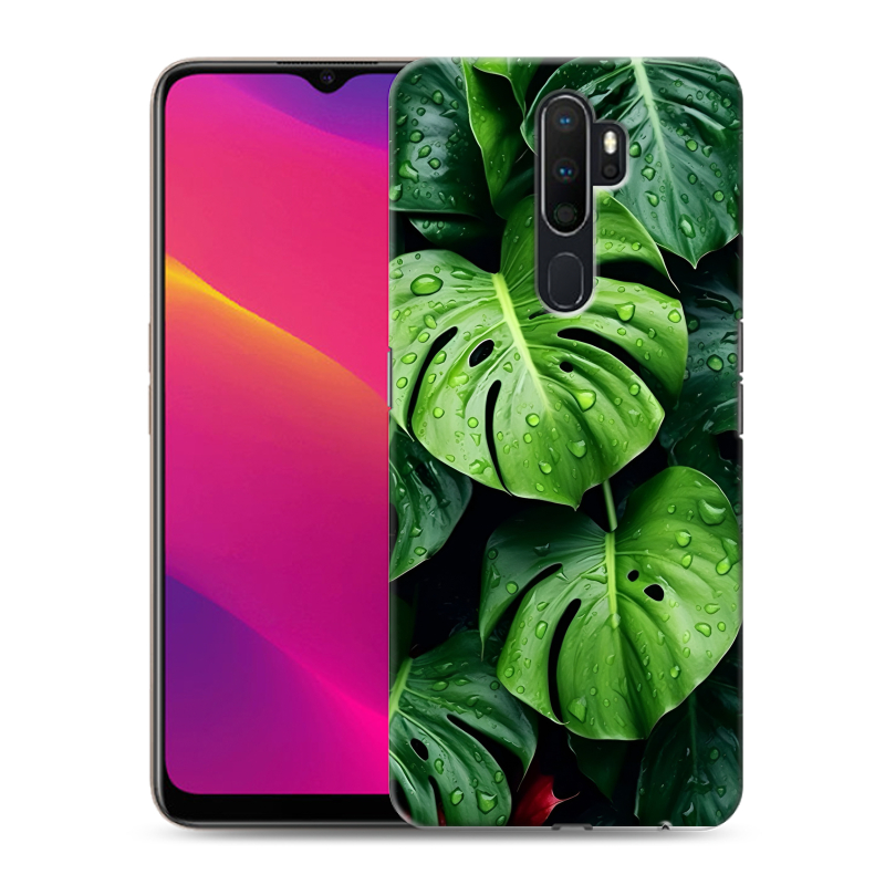 Силиконовый противоударный чехол на OPPO A5 (2020) с принтом Листья Силиконовый противоударный чехол на OPPO A5 (2020) с принтом Листья