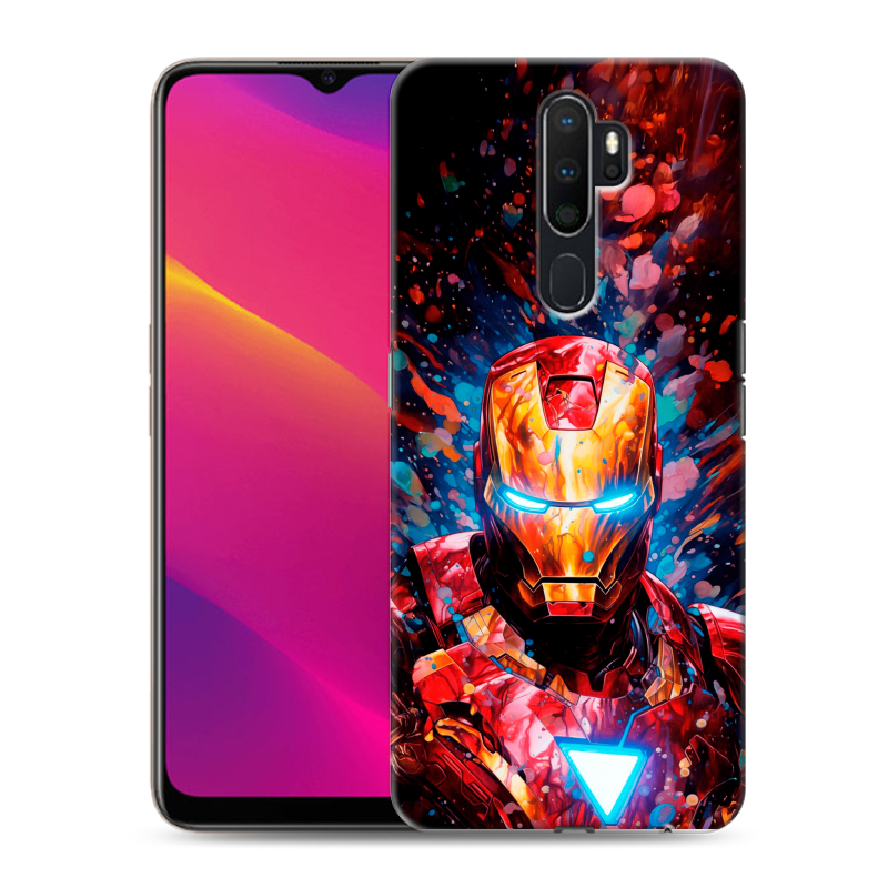 Силиконовый противоударный чехол на OPPO A5 (2020) с принтом Железный человек Ironman Силиконовый противоударный чехол на OPPO A5 (2020) с принтом Железный человек Ironman