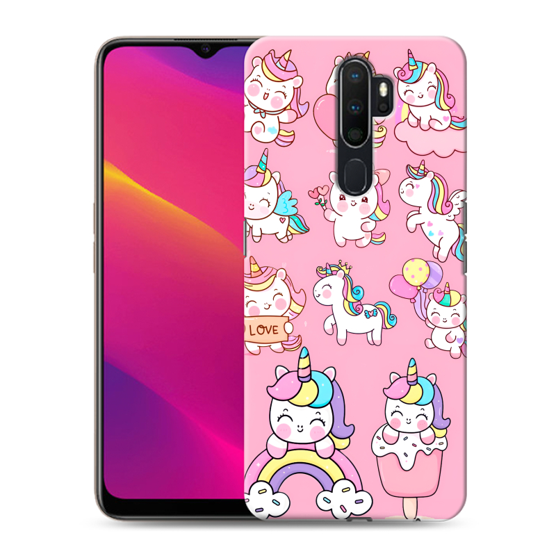 Силиконовый противоударный чехол на OPPO A5 (2020) с принтом Единороги и радуга Силиконовый противоударный чехол на OPPO A5 (2020) с принтом Единороги и радуга