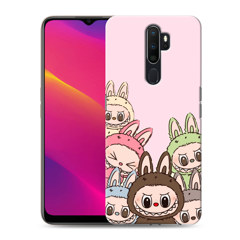 Силиконовый противоударный чехол на OPPO A5 (2020) с принтом Лабубу Силиконовый противоударный чехол на OPPO A5 (2020) с принтом Лабубу