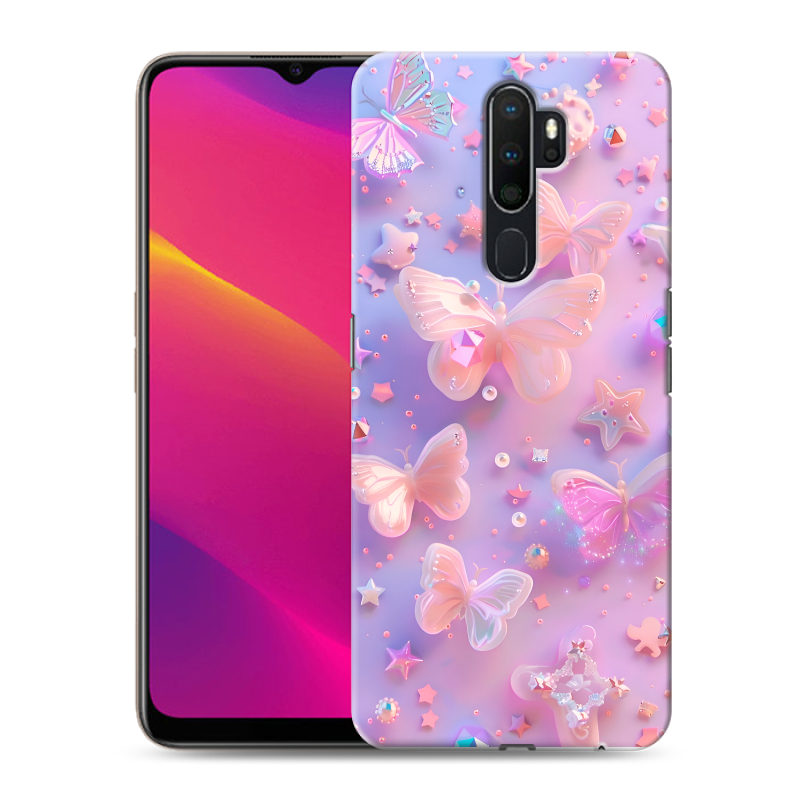 Силиконовый противоударный чехол на OPPO A5 (2020) с принтом Бабочки Силиконовый противоударный чехол на OPPO A5 (2020) с принтом Бабочки