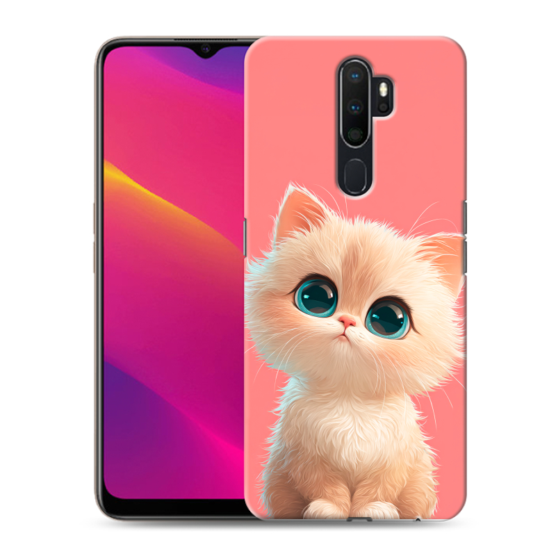 Силиконовый противоударный чехол на OPPO A5 (2020) с принтом Розовый котенок Силиконовый противоударный чехол на OPPO A5 (2020) с принтом Розовый котенок