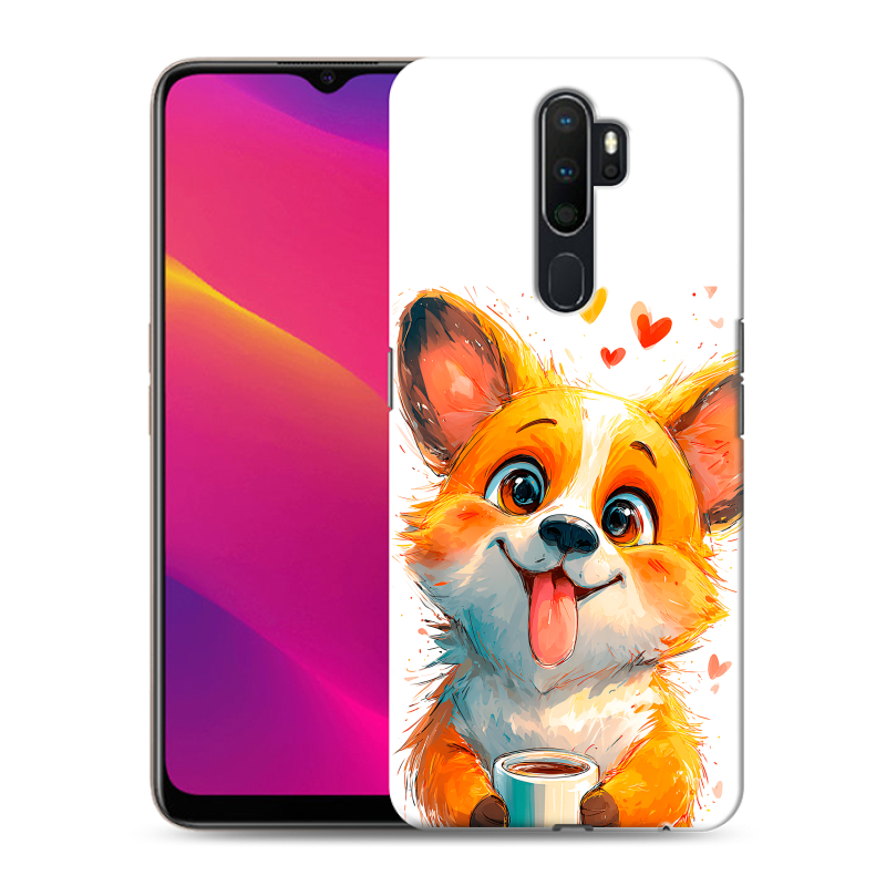 Силиконовый противоударный чехол на OPPO A5 (2020) с принтом корги Силиконовый противоударный чехол на OPPO A5 (2020) с принтом корги