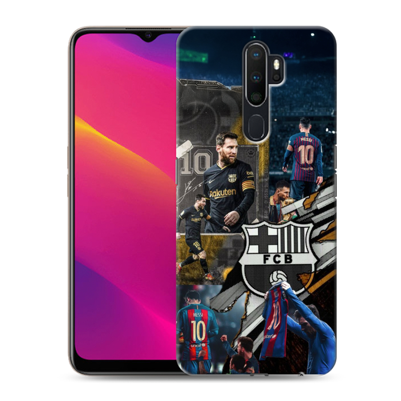 Силиконовый противоударный чехол на OPPO A5 (2020) с принтом Messi Barcelona Силиконовый противоударный чехол на OPPO A5 (2020) с принтом Messi Barcelona