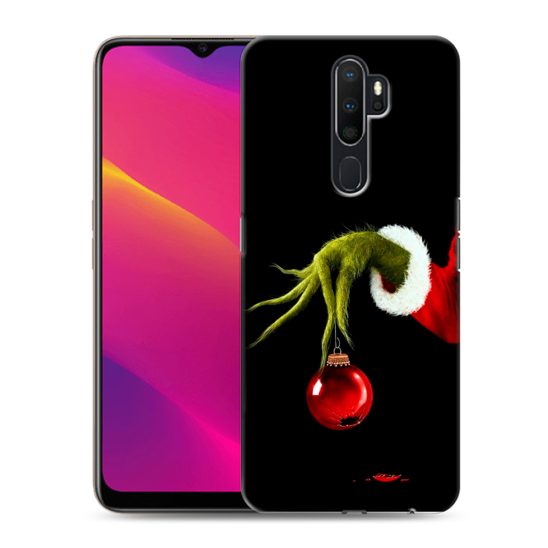Силиконовый противоударный чехол на OPPO A5 (2020) с принтом Новый год Гринч Силиконовый противоударный чехол на OPPO A5 (2020) с принтом Новый год Гринч