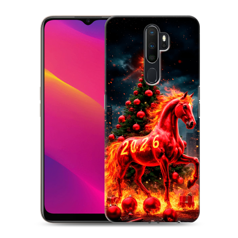 Силиконовый противоударный чехол на OPPO A5 (2020) с принтом Новый год Силиконовый противоударный чехол на OPPO A5 (2020) с принтом Новый год
