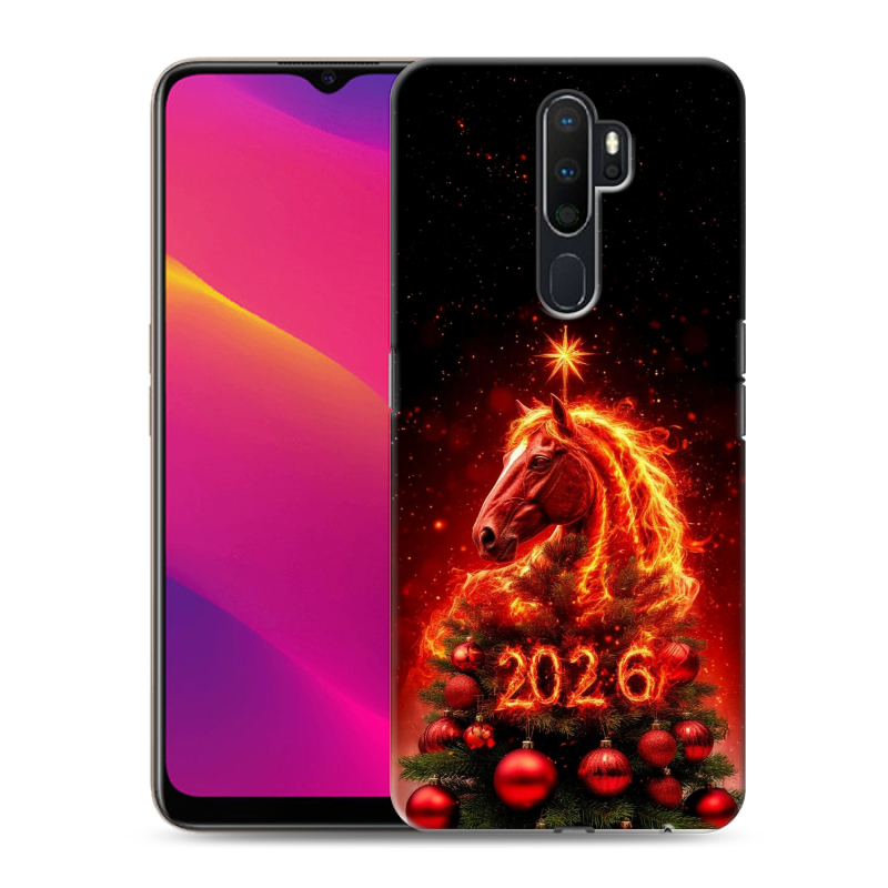 Силиконовый противоударный чехол на OPPO A5 (2020) с принтом Новый год Силиконовый противоударный чехол на OPPO A5 (2020) с принтом Новый год