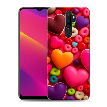 Силиконовый противоударный чехол на OPPO A9 (2020) с принтом Сердечки Силиконовый противоударный чехол на OPPO A9 (2020) с принтом Сердечки