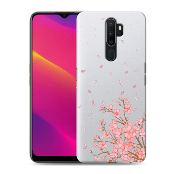 Силиконовый противоударный чехол на OPPO A9 (2020) с принтом Ветка сакуры