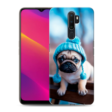 Силиконовый противоударный чехол на OPPO A9 (2020) с принтом Мопс в шапке