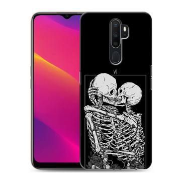 Силиконовый противоударный чехол на OPPO A9 (2020) с принтом Поцелуй скелетов