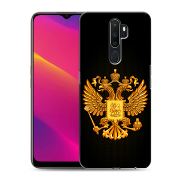 Силиконовый противоударный чехол на OPPO A9 (2020) с принтом Герб России желтый Силиконовый противоударный чехол на OPPO A9 (2020) с принтом Герб России желтый